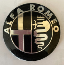 ALFA ROMEO COMPATIBLE 74mm BLACK AND SILVER BADGE 147 156 159  FREE TRACKED POST