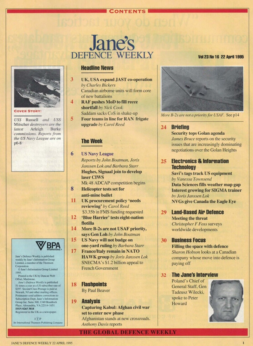 JDW Jane's Defence Weekly Magazine (22 APRIL 1995)