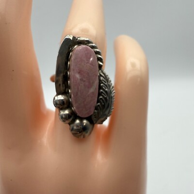 Indianer Ring Sterlingsilber verstellbar rosa Stein 7,15 g