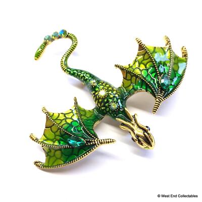 Grün fliegender Fantasy Drache Emaille Brosche Art Deco Stil Pin Anstecker Anhänger Geschenk