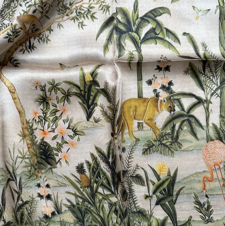 100% шелк шелковицы 20 «квадратный шарф женщин шейный платок надежном животных джунглей печати - Изображение 4 из 4