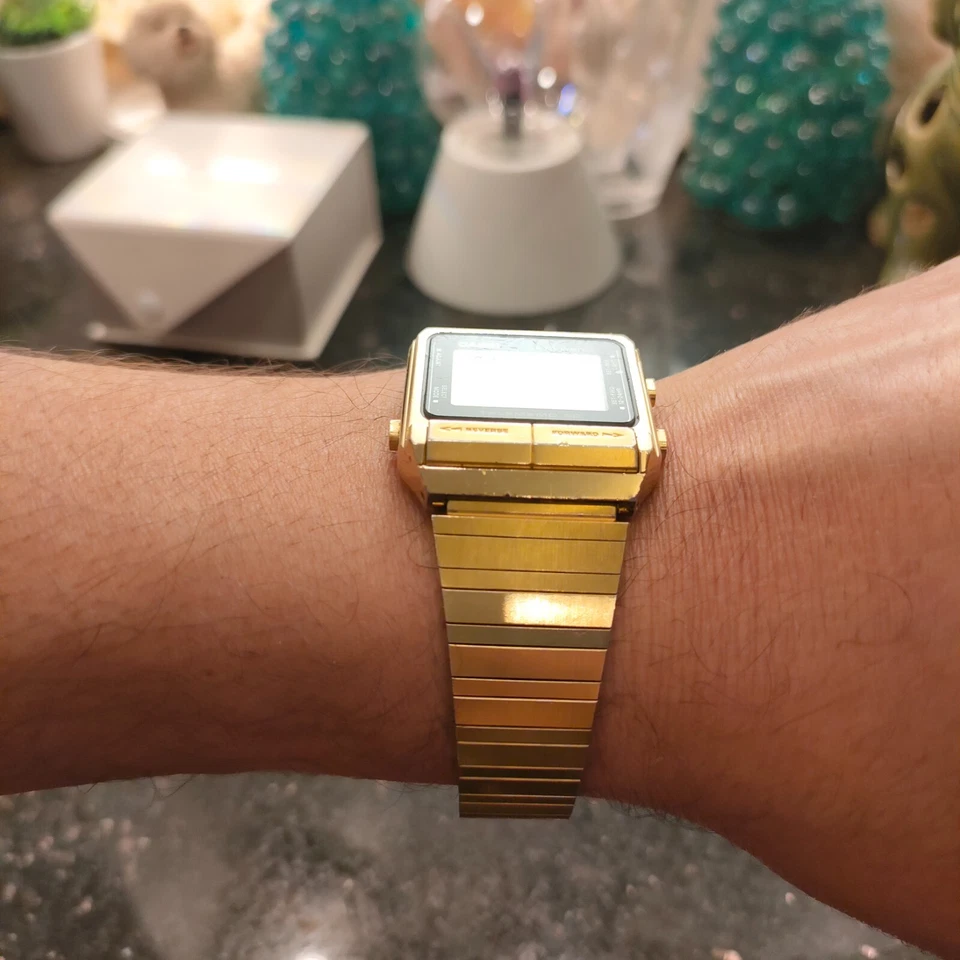 Reloj Casio Data Bank Telememo 50 1984 Vintage Digital Chapado en Titanio-Dorado Raro Foto 4 de 4