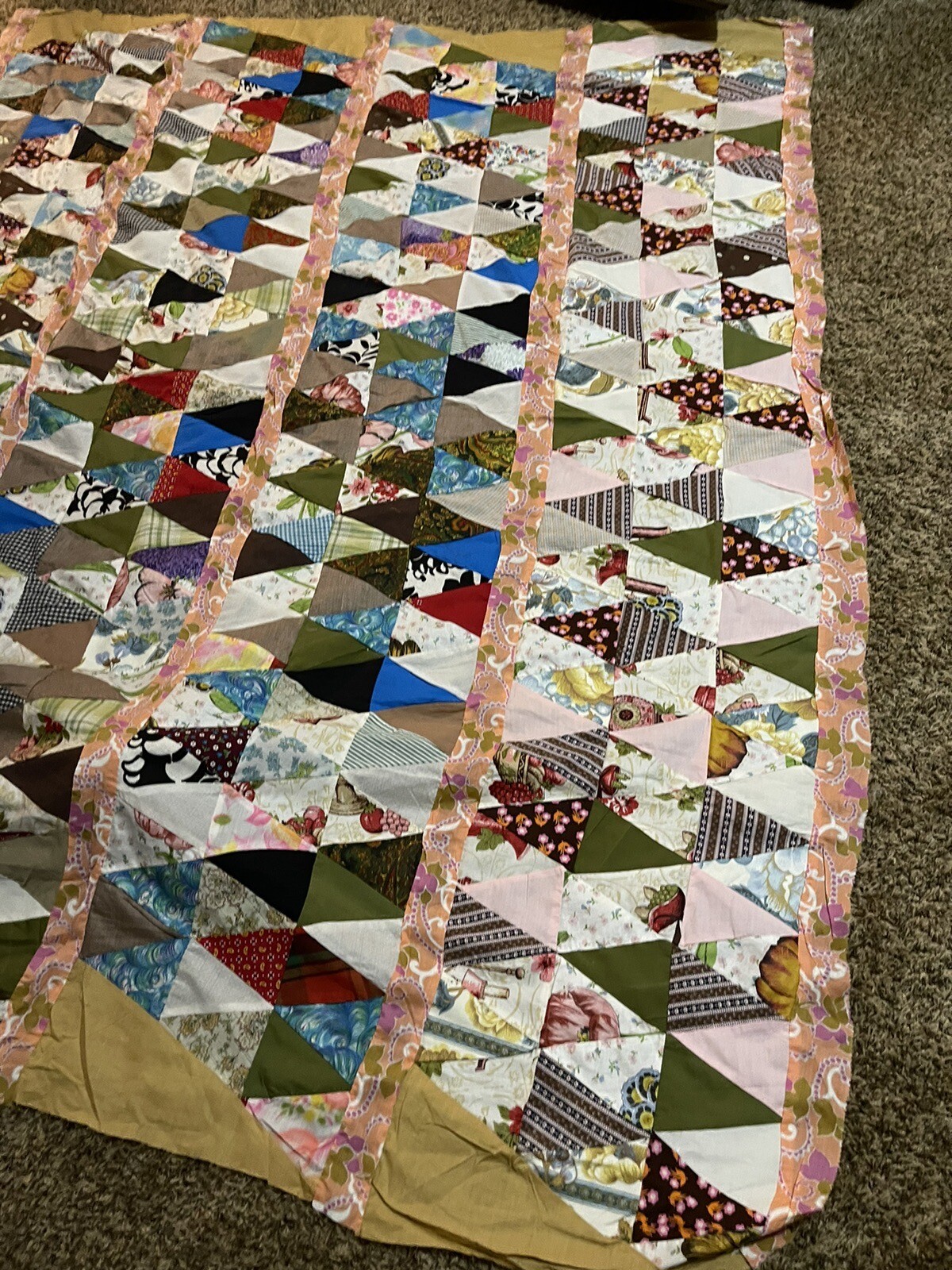 Vintage Quilt Top Very Bright eBay