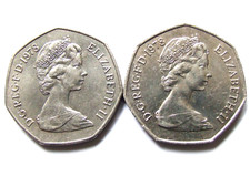 1978 TWO Lovely Fifty Pence Coins, Scarce in High Grade  - FREE POSTAGE (41AY)