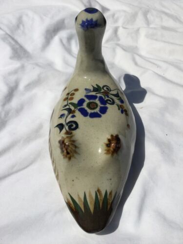 Vintage Antique Ceramic Hand Painted Duck Figurine Goose Floral Pottery Bird - Picture 3 of 7