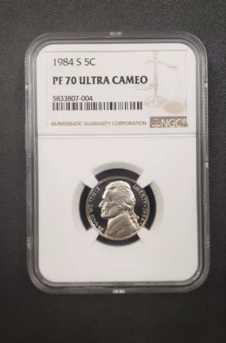 1984 S PF 70 ULTRA CAMEO Jefferson Nickel Proof NGC **TOP POP** Perfect Coin, 5c