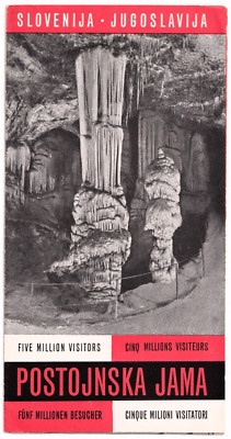 Vintage Postojnska Jama Grotten Slowenien Jugoslawien Reiseprospekt Karte 1961