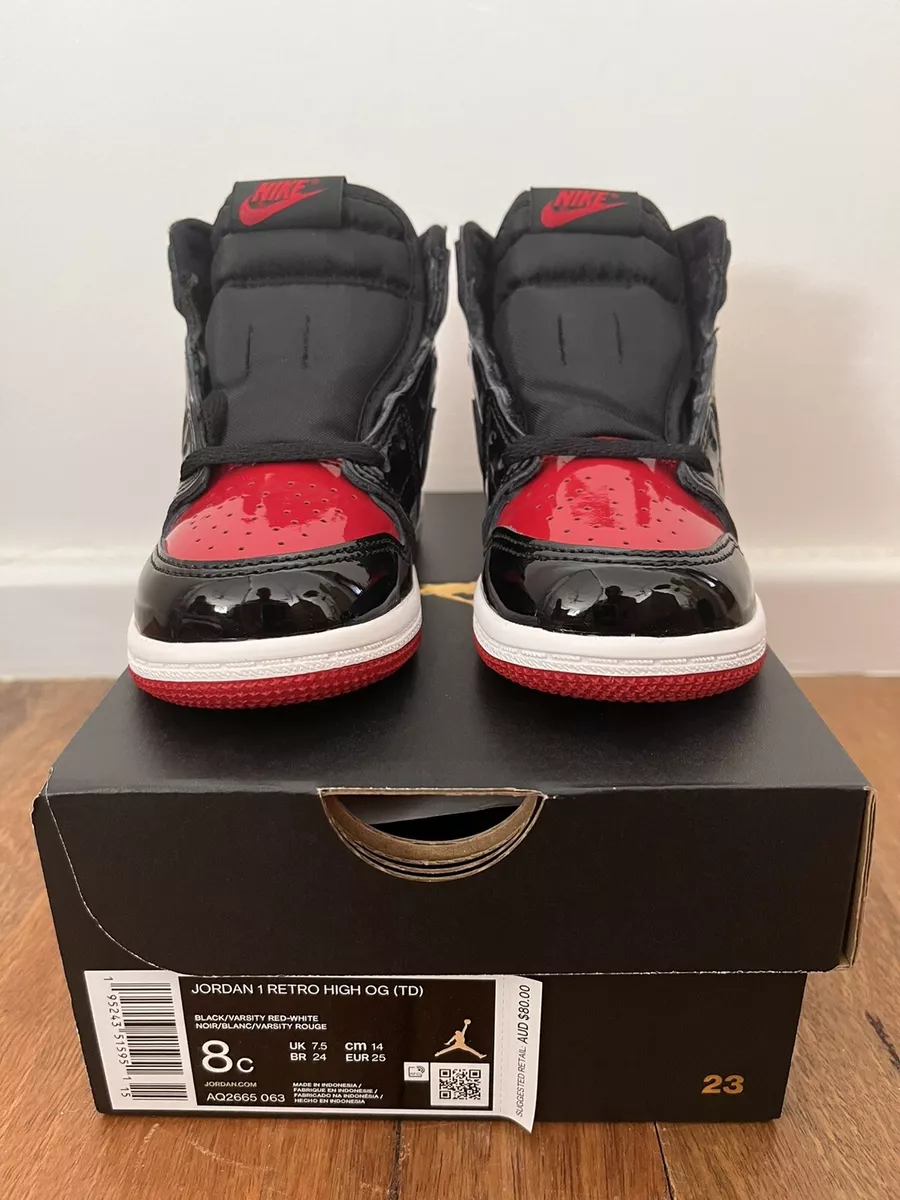 Jordan 1 Retro High OG Patent Bred Toddler TD size 8c