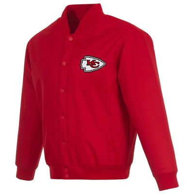 NFL Kansas City Chiefs JH Design Poly Twill Jacket Two Patch Logos JH Design Red