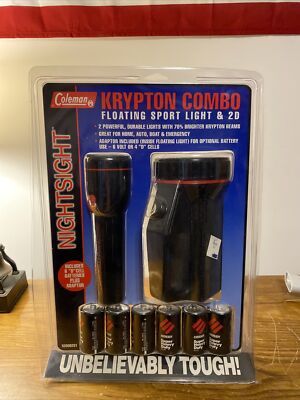 Vintage Coleman Krypton Combo Floating Sport Light & 2D NOS Camping