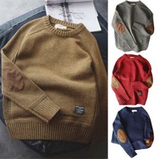 Men Casual Loose Thick Oversize O-Neck Pullover Sweater Autumn Fashion Knitted 