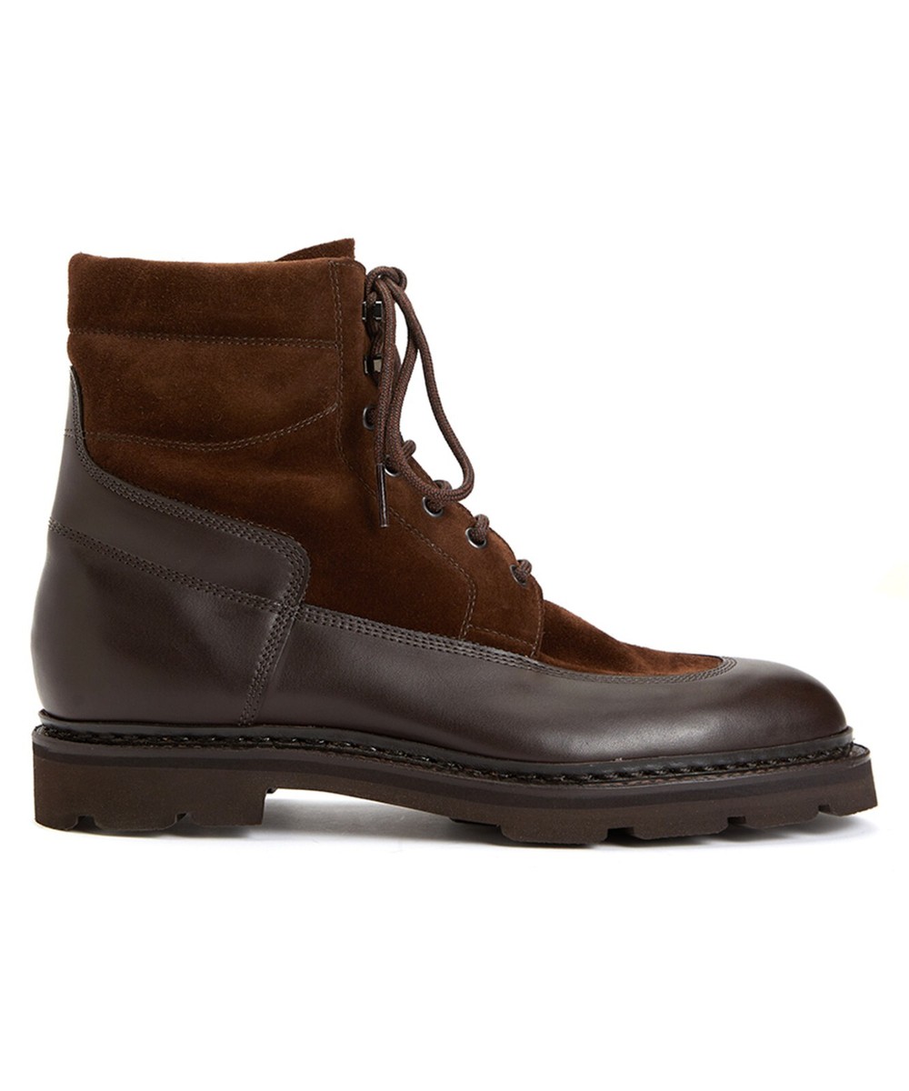 JOHN LOBB Peak brown suede & leather lug sole ankle boots