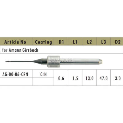 1pc Dental Lab CAD/CAM Milling Burs For Amann Girrbach,For PMMA AG-00-06-CRN