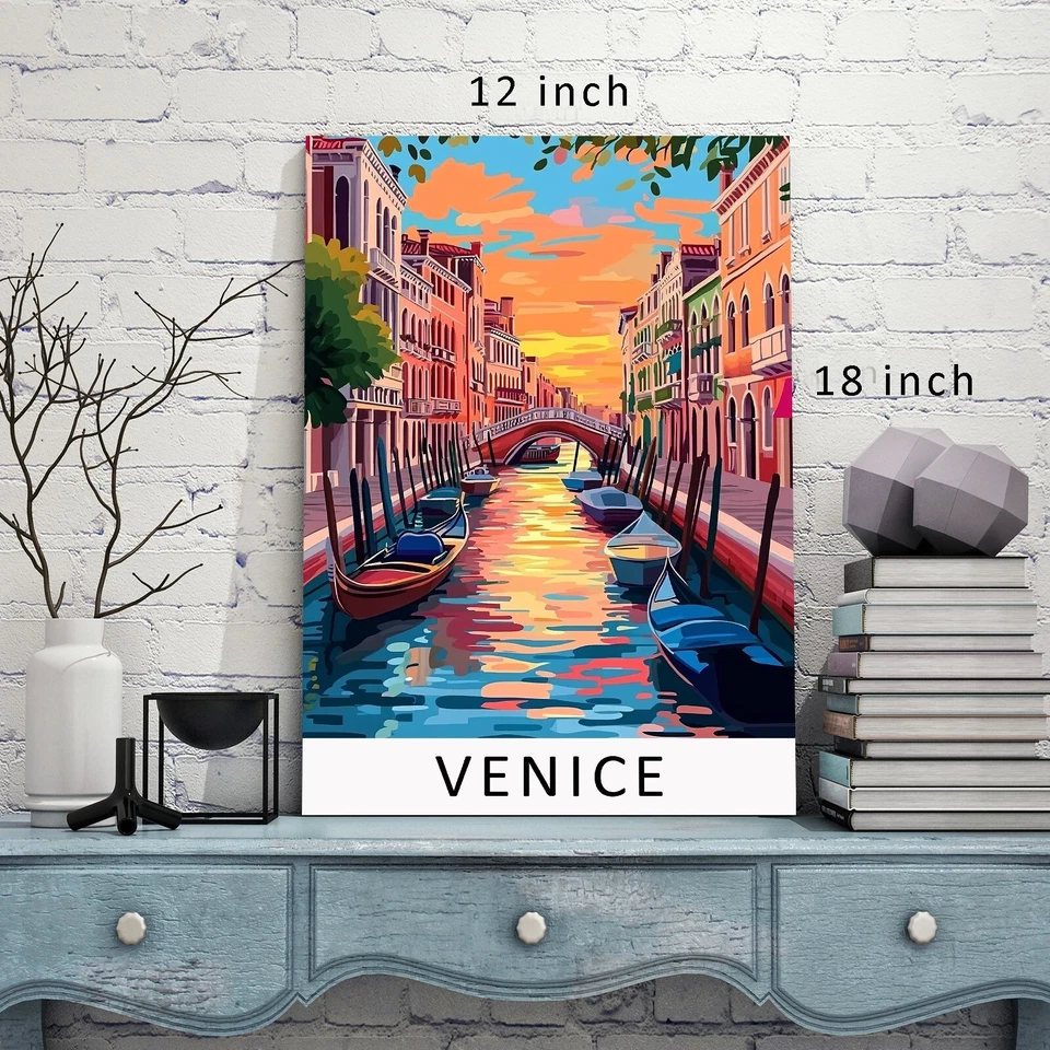 Venice Vintage Travel Art Poster  Canvas Wall Art Ready To Hang - Image 3 of 4