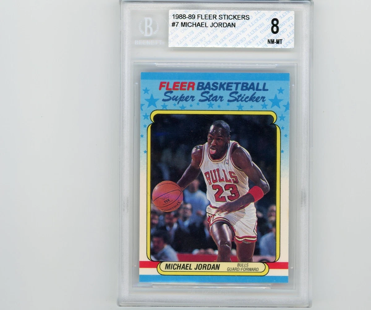 1988-89 Fleer Basketball Michael Jordan Sticker #7 Graded Beckett 