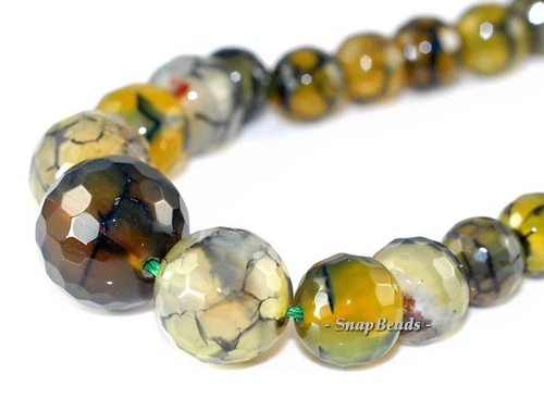 PIEDRA PRECIOSA CIPRÉS ÁGATA AMARILLO AHUMADO GRADADO FACETA REDONDA 14MM-6MM CUENTAS 17 pulgadas - Imagen 3 de 4