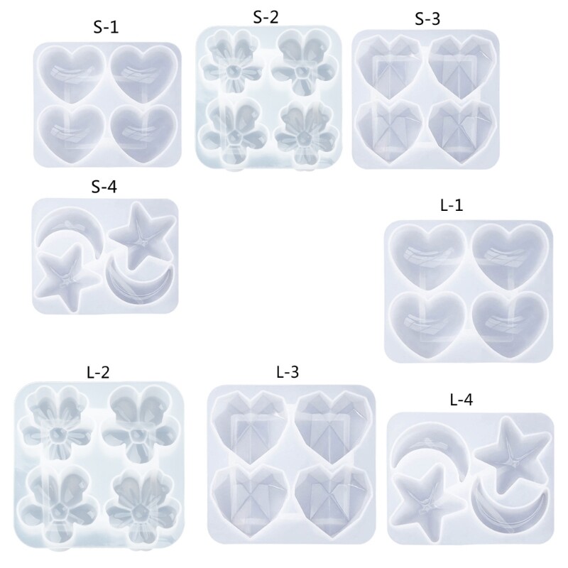 Crystal Keychain Silicone Mold Heart Moon Cherry Blossom Shape Resin Mold