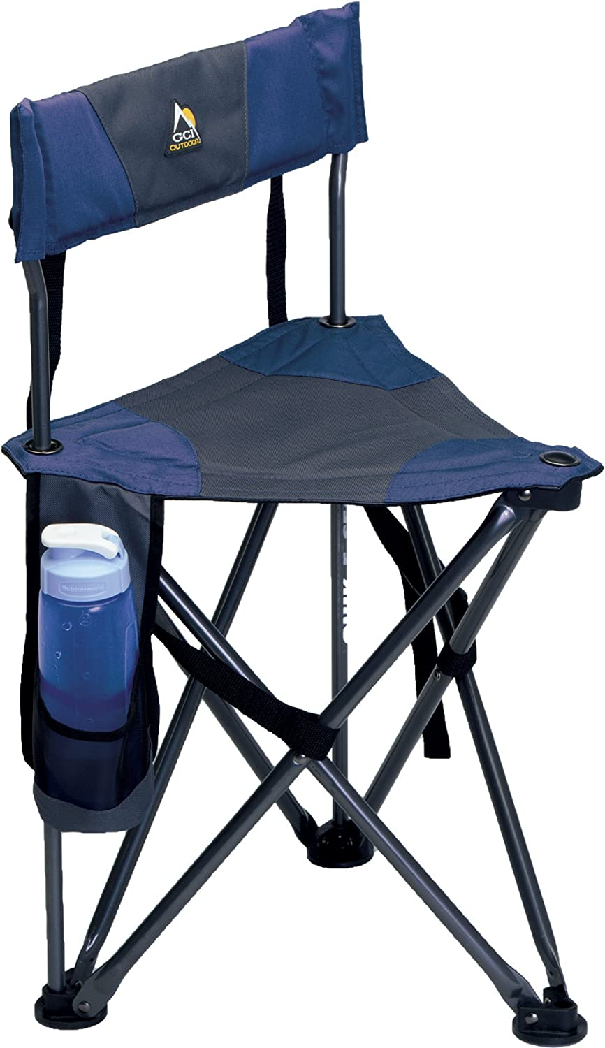 19014 Quick-E-Seat Folding Tripod Field Chair with Backrest, Midnight