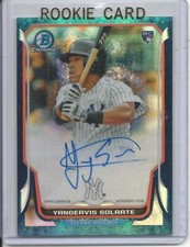 2014 Bowman Chrome Yangervis Solarte Auto Bubble Refractor Rookie RC 51/99 Mint