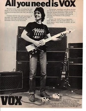 vtg ALL YOU NEED IS VOX MAGAZINE AD PAGE Electric Guitars & Amps 70s 80s AC-30