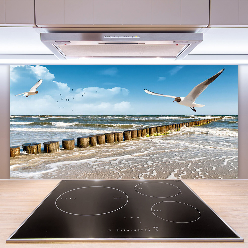 Crédence de cuisine en verre 100x50 panneau mural déco paysage de mer