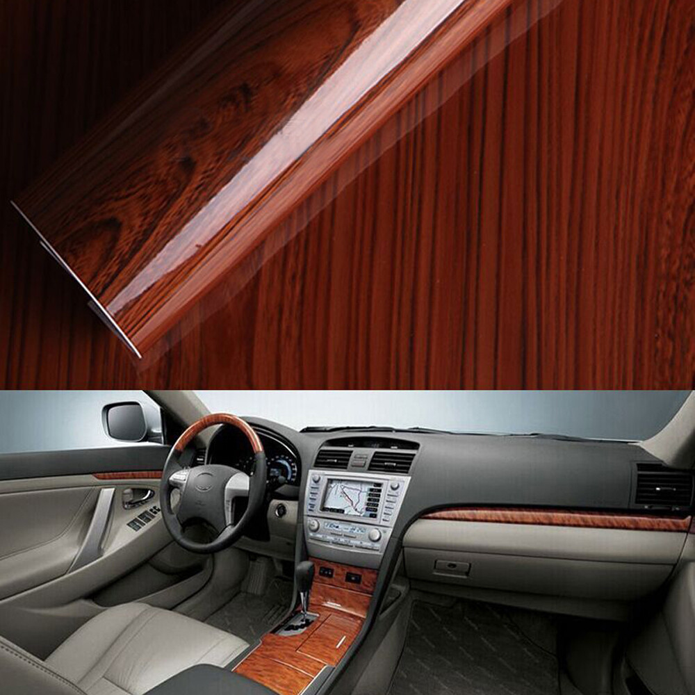 Glossy Wood Grain Car Interior Wrap Film Sticker Decals