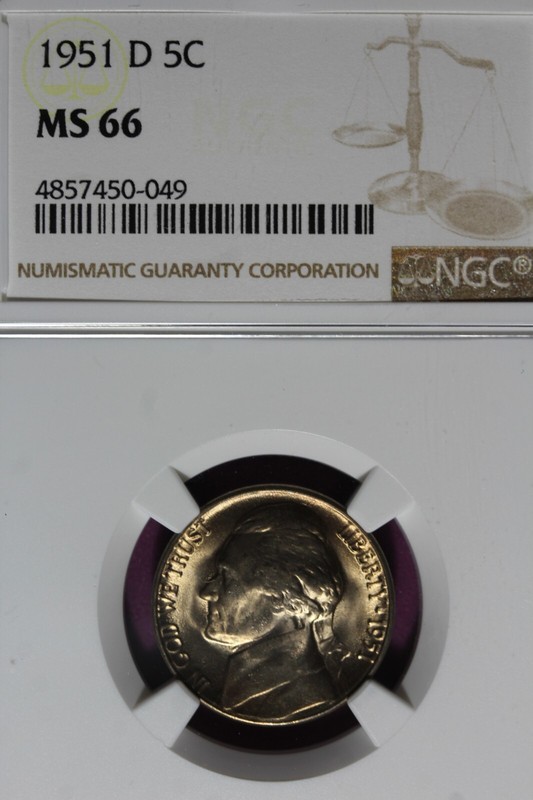 1951 D- NGC 5C MS66 JEFFERSON NICKEL #B47365