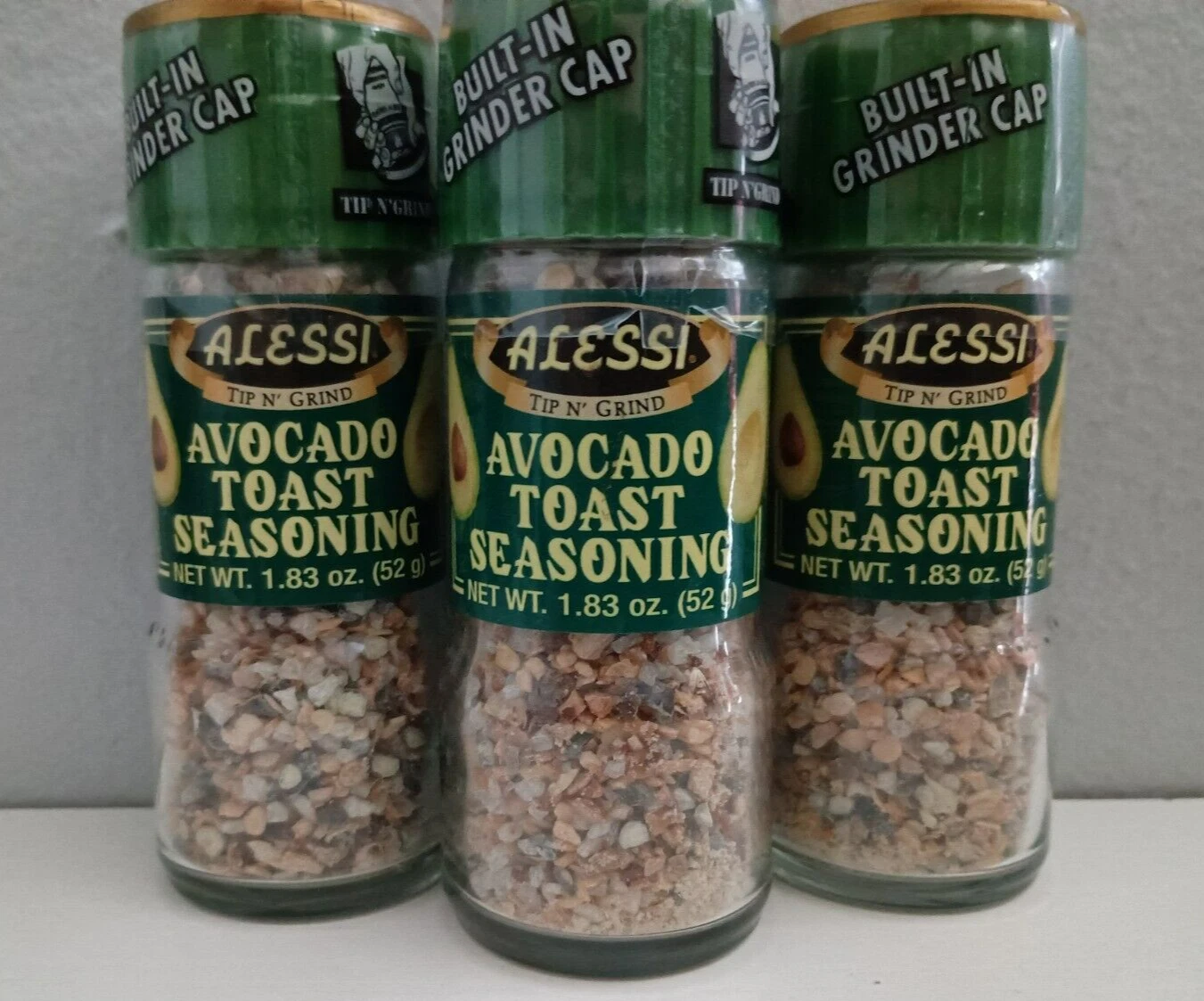 Alessi® Tip n' Grind Avocado Toast Seasoning Grinder, 1.83 oz (3 Pack) 07/2027