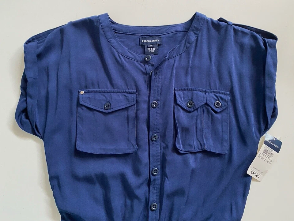 Mameluco Ralph Lauren Niña Una Pieza Abotonado Azul Marino Manga Corta Talla 10 Nuevo Con Etiquetas Foto 3 de 4