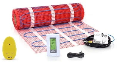 HEATTECH ELECTRIC TILE RADIANT FLOOR HEAT SYSTEM, WARM FLOOR KIT, 120V with Thermostat