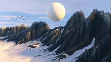 Landscape art illustration mountains snow planet Custom Gaming Mat Desk