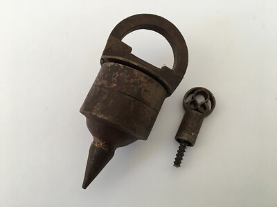 Old Vintage Solid Iron Trick Puzzle Screw Type Padlock With Hidden key