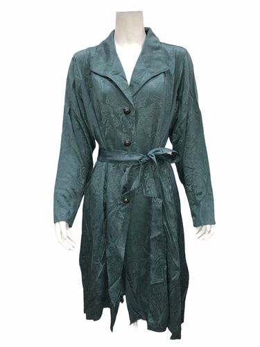 Dennis Basso Women's Jacquard Woven Button-Front Duster Antique Teal 22W Size - 第 1/2 張圖片