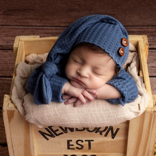 Newborn Boy Outfit Photography Baby Infant Photo Prop Sleeping Hat + Suit 2 Pcs - Afbeelding 10 van 12