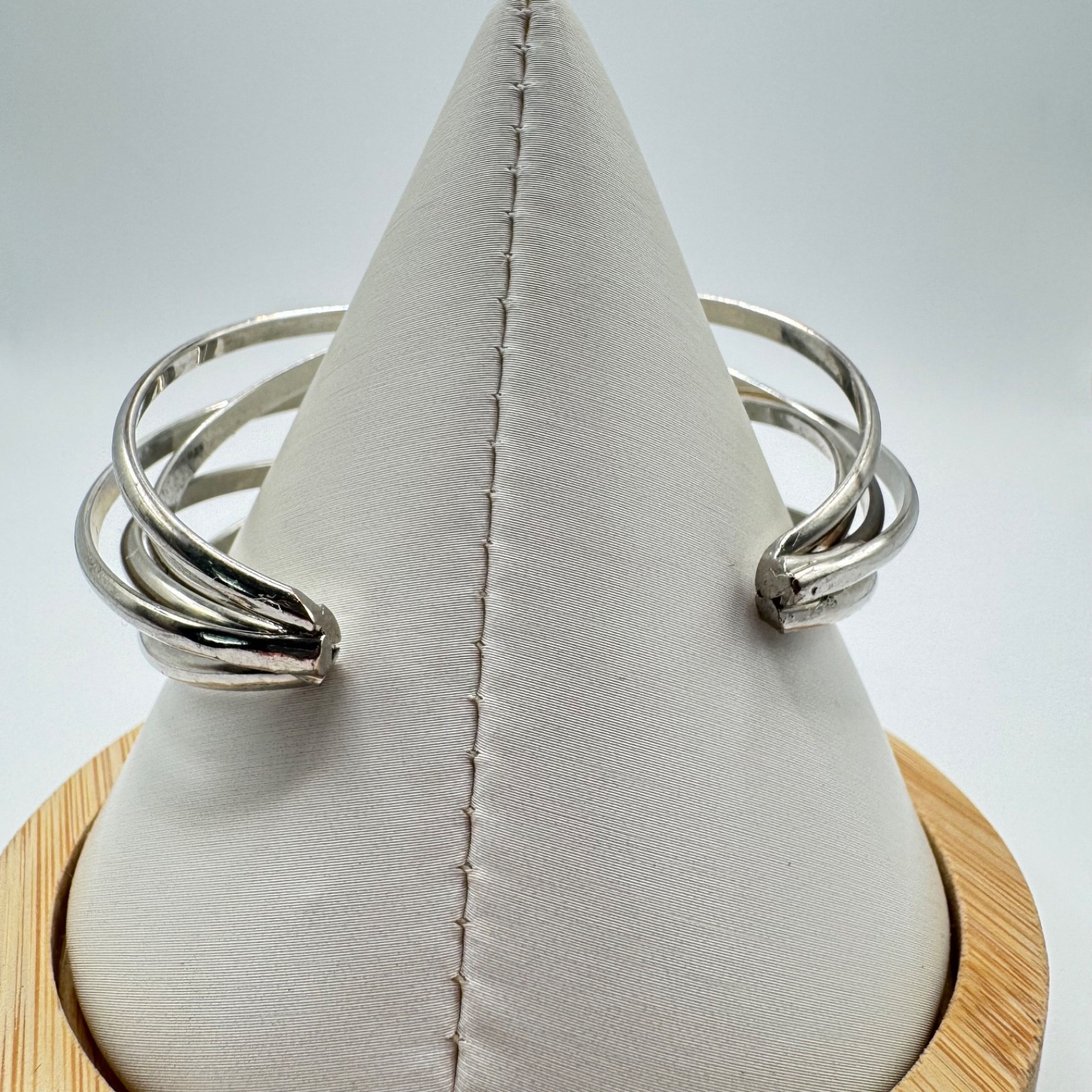 Modernist Multi-Strand Crossover Cuff Bracelet Si… - image 3