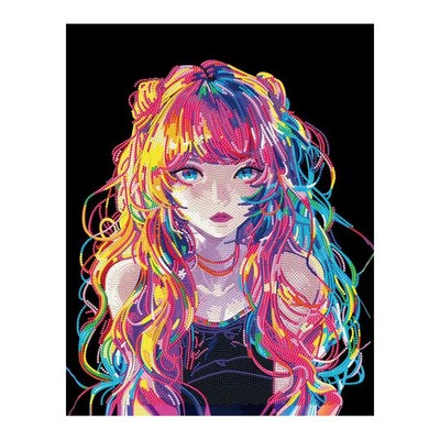 Diamond Painting Neon Anime Girl