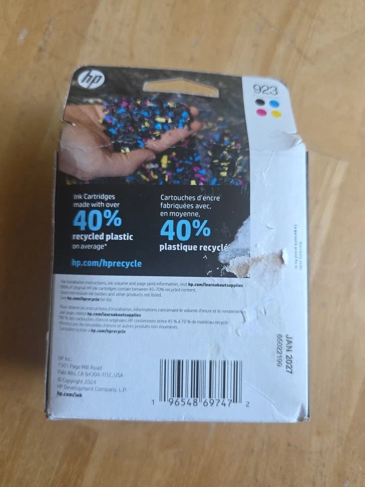 HP 923 Black/Cyan/Magenta/Yellow Standard Yield Ink Cartridges 4 Pack Exp 06/27 - Image 2 of 2