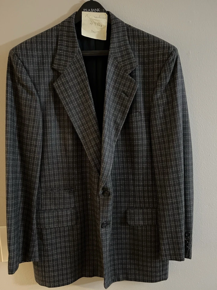 Aquascutum London Men’s wool Sports Coat Blazer Blue Plaid Checker Size 43R - Image 3 of 4