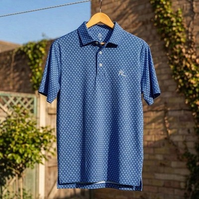   Rhoback BYU Cougars Golf Polo Azure Blue White Logo Print Soft Active, M-3XL