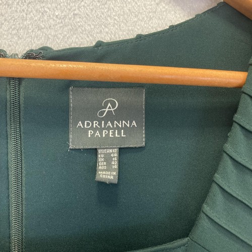 Nuevo con etiquetas Vestido Adrianna Papell Para Mujer 12 Pintuck Plisado Ponte Elastizado Verde Rodilla NUEVO - Imagen 9 de 15