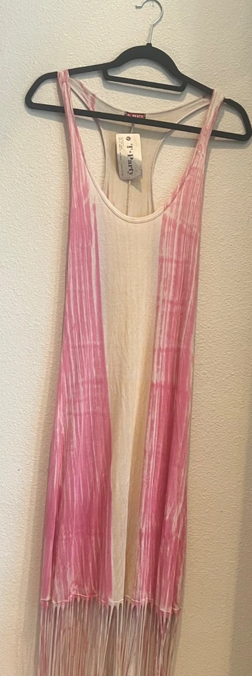 Новый T платье женщин розовый Tye краситель без рукавов макси бахрома богемный средний - Изображение 3 из 4