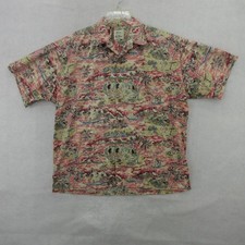 Pau Hana Shirt Mens Large Multicolor Scenic Hawaiian Cotton Aloha Made In Hawaii