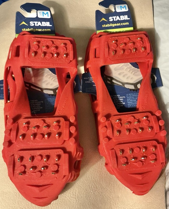 2 Sets Of Stabil Walk Ice Shoe Covers Slip Over Shoes Cleats Red Size M Traction