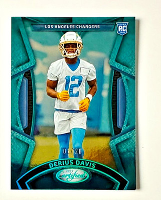 2023 Panini Certified Derius Davis TEAL Parallel RC SP #1/20 Chargers Rookie!