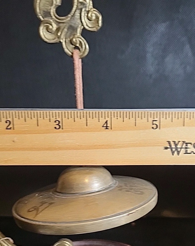 Tibet Collection Chime Meditation Bell Engraved Brass Wood Pedestal Religious 