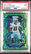 2021 Prizm Micah Parsons (382) No Huddle Neon Green /5 RC PSA 9 Dallas Cowboys