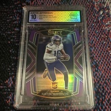 2020 Panini Select Justin Jefferson #261 Purple Prizm Die-Cut RC Vikings Arena …