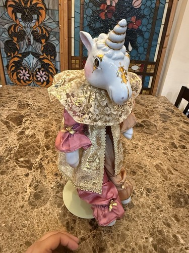 Statuina bambola arte unicorno ceramica vintage OOAK fantasia decorazione costume - Foto 16 di 18
