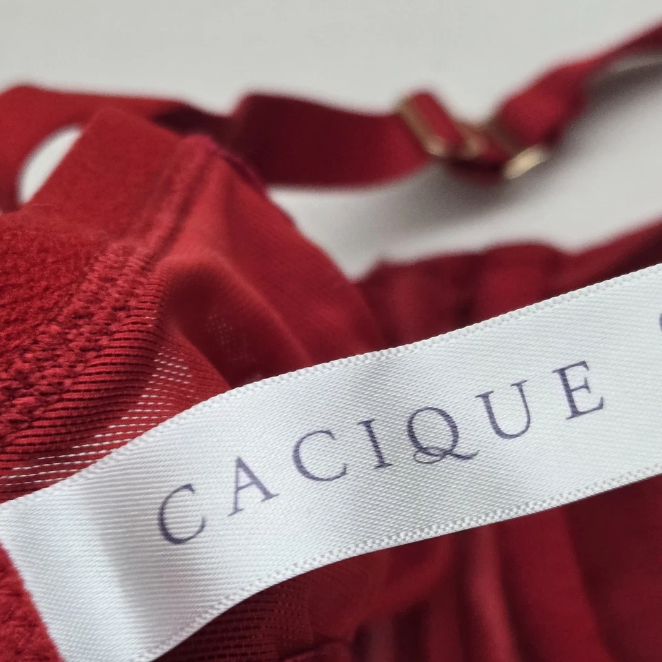 Sujetador Cacique Mujer 40DD Rojo Ligeramente Forrado Balconette Francés Tirantes Encaje Foto 3 de 4