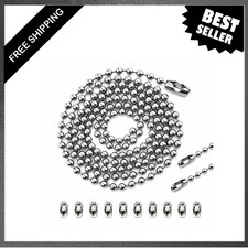 Stainless Steel Ball Chain Bead Chain 2.4mm 40 Inch 2PCS Connectors for
